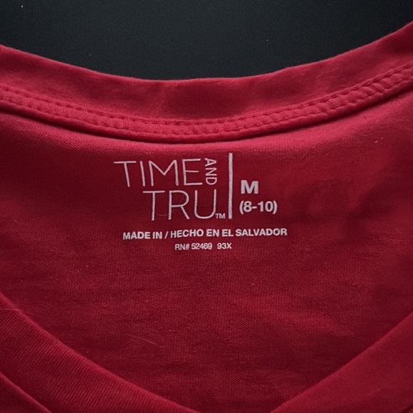 Time And Tru V-Neck Tee, Size Medium, Color Red - Picture 2 of 4